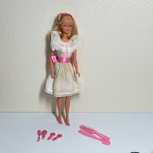 My First Barbie Doll with White Dress and Pink Accessories